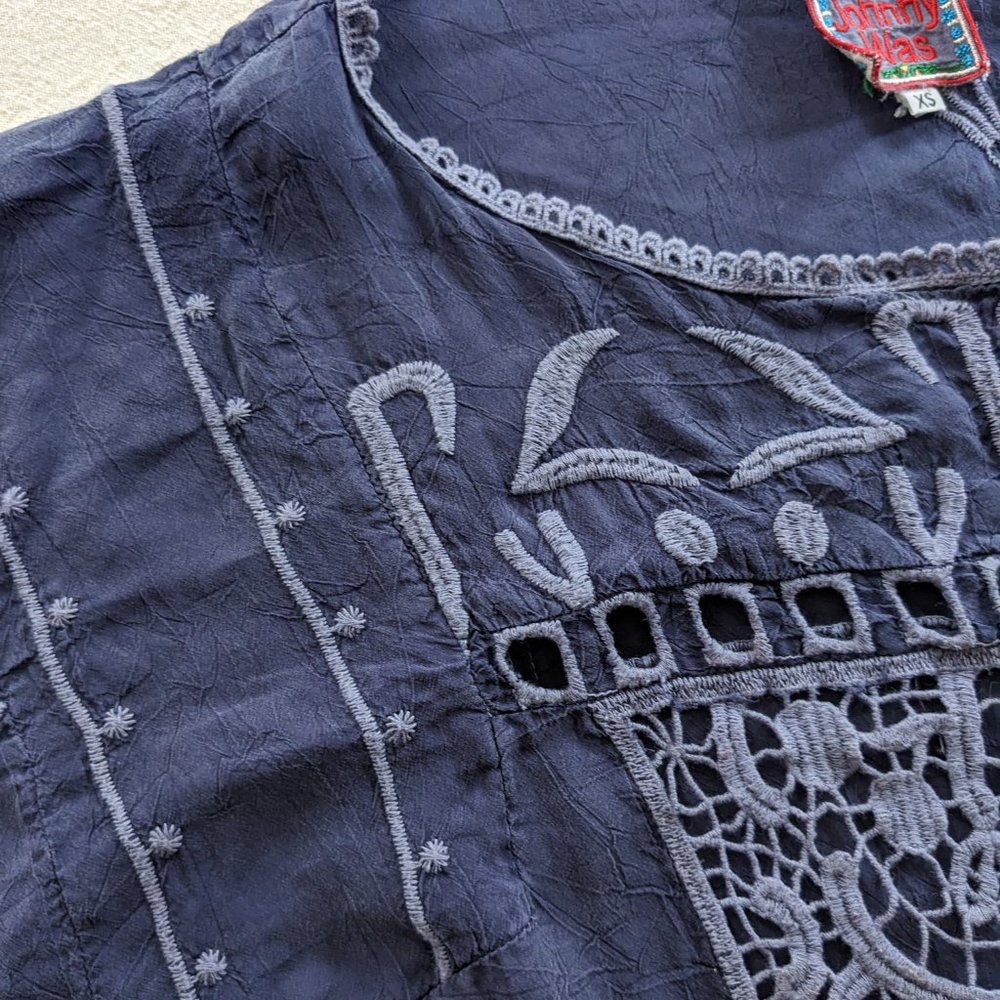 Johnny Was - Embroidered Tunic Top with Lace Panel - Picture 5 of 11